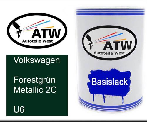 Volkswagen, Forestgrün Metallic 2C, U6: 500ml Lackdose, von ATW Autoteile West.